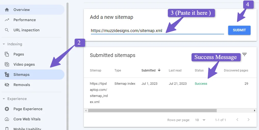 add your sitemap in google search console