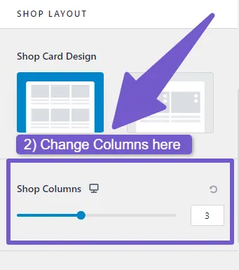 changing shop page columns for product