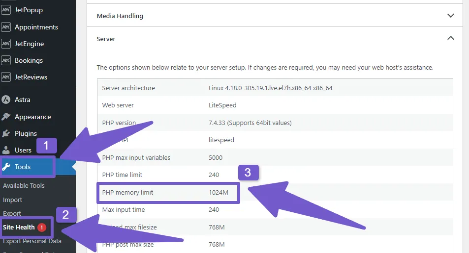 checking PHP memory limit details