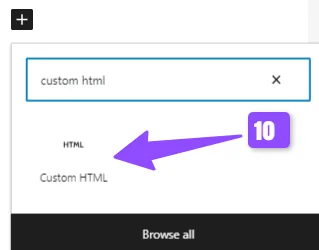 custom HTML block of wodpress