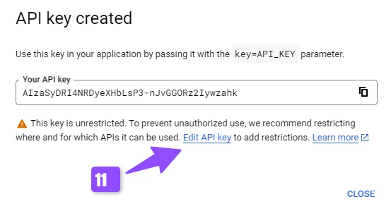 edit API key link