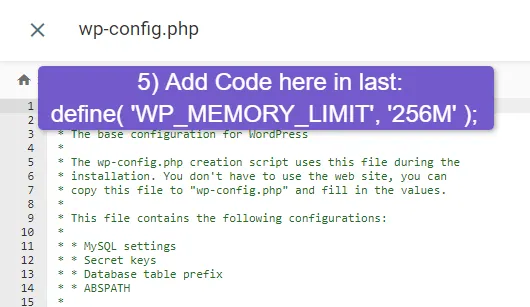 edit wp-config.php file