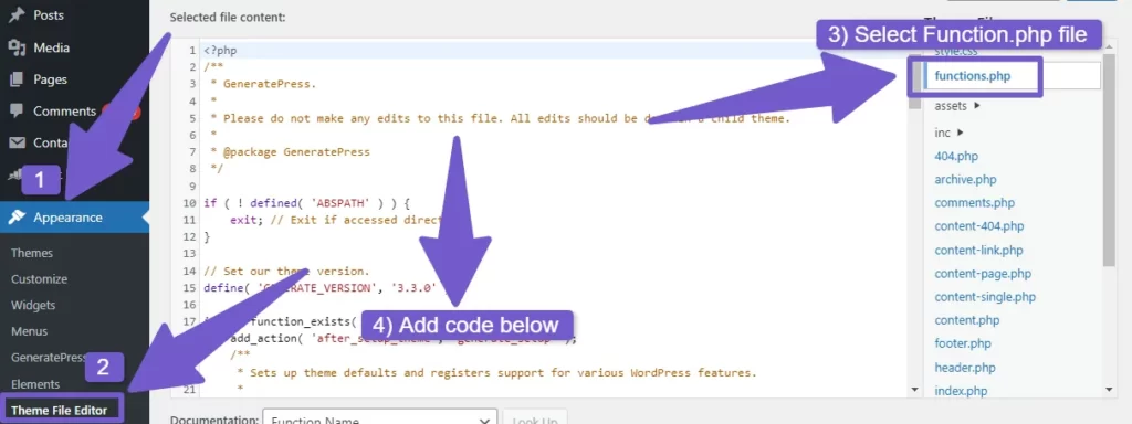 editing functiom.php file in WordPress