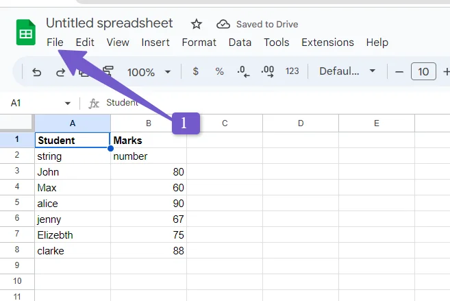 google sheets interface