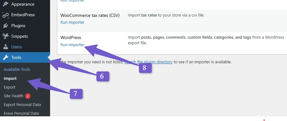 import media file setting in wordpress