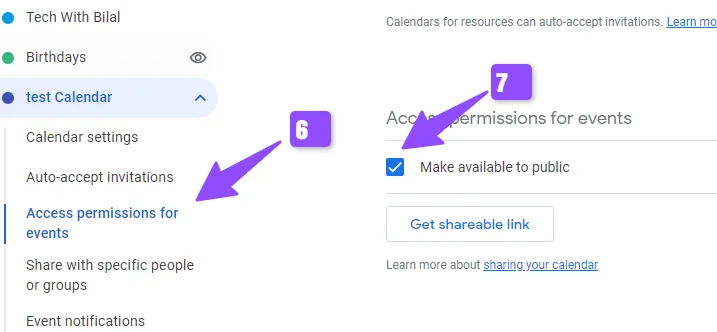 make google calendar public