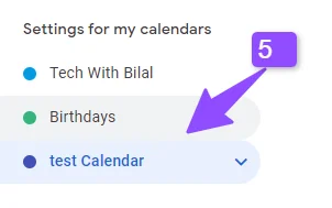 settings of calendar