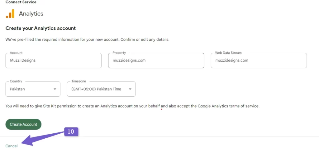 skip the google analytics setting