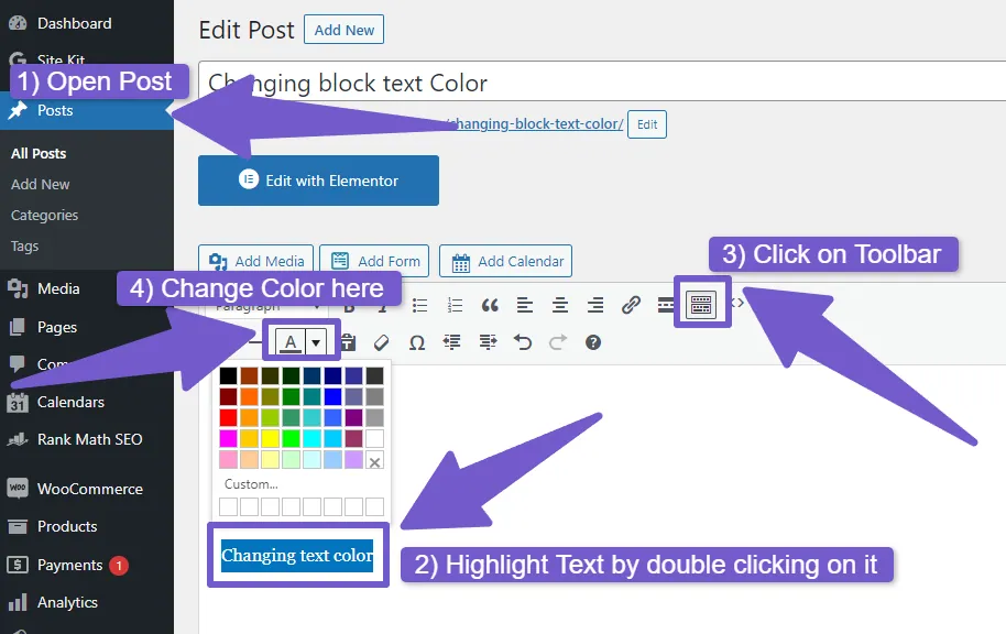 Changing Text color in WordPress Classic Editor