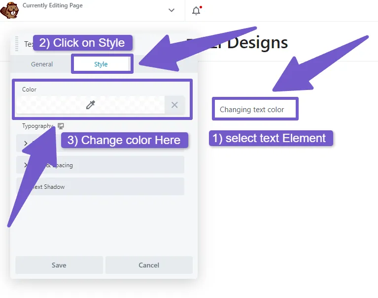 Changing text color with beaver builder