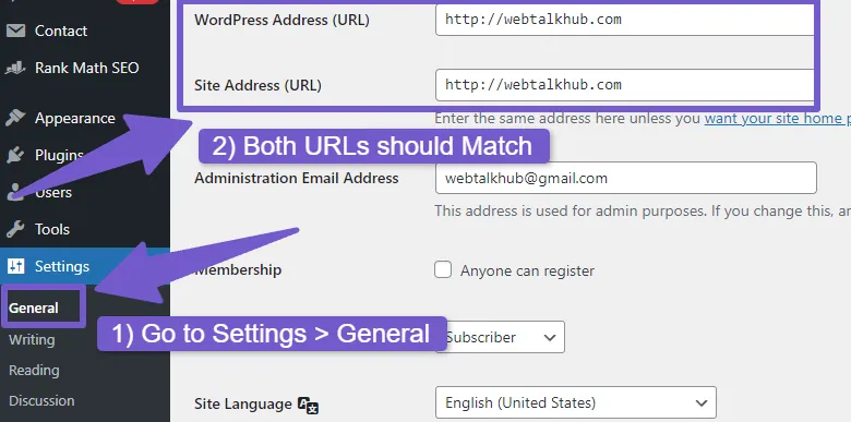 Checking URL Settings in WordPress
