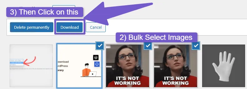 Selecting images in bulk