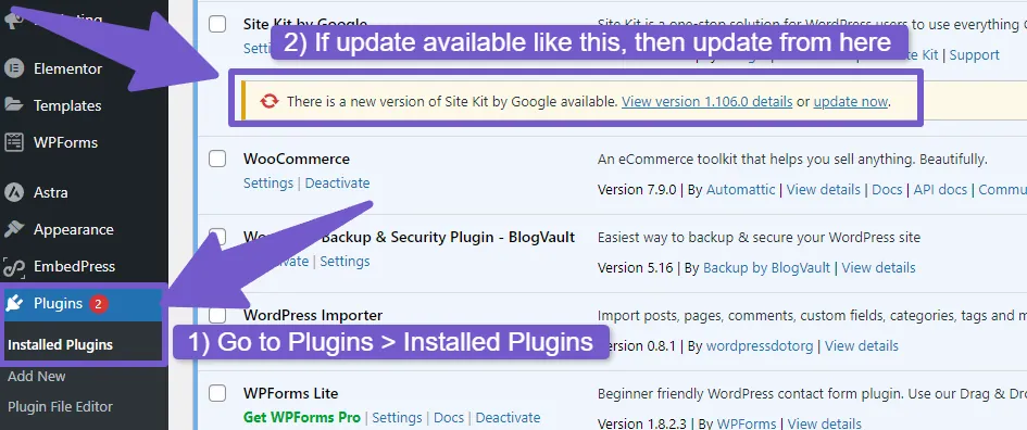Uodating your plugins and themes