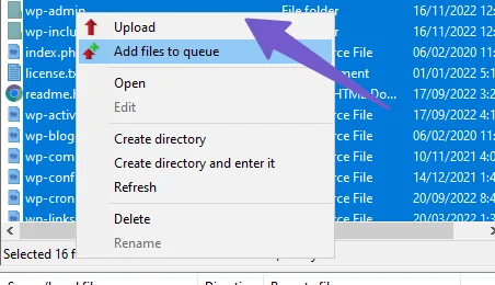 Upload wordpress new update files to server 