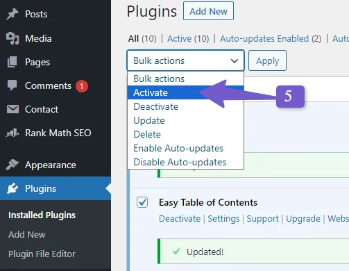 bulk activate plugin