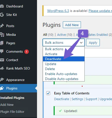 bulk deactivate plugin