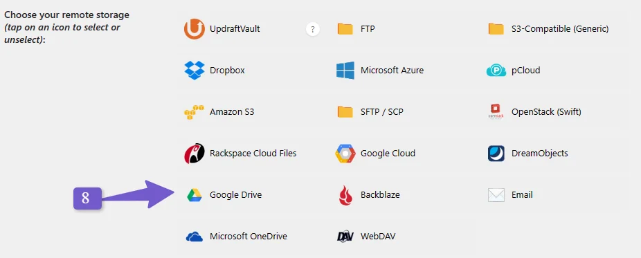 cloud storage integration in updraftplus