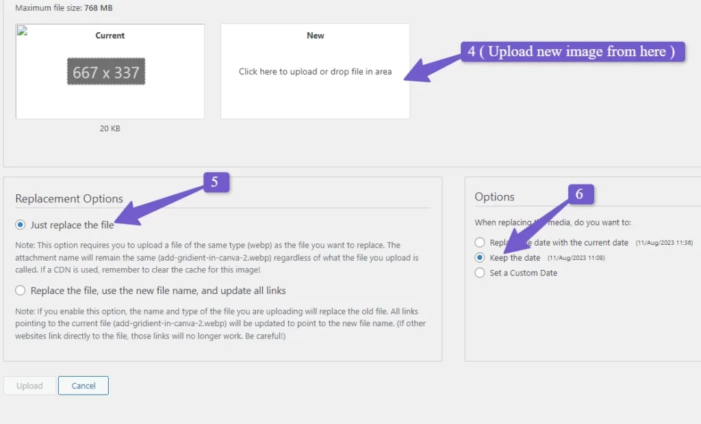 enable media replace file settings