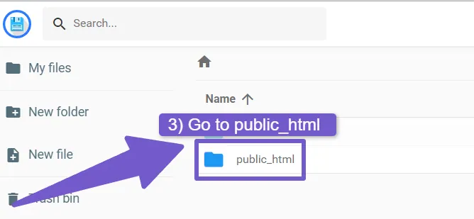 open public_html folder