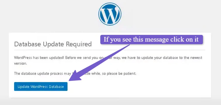 update database notice in wordpress