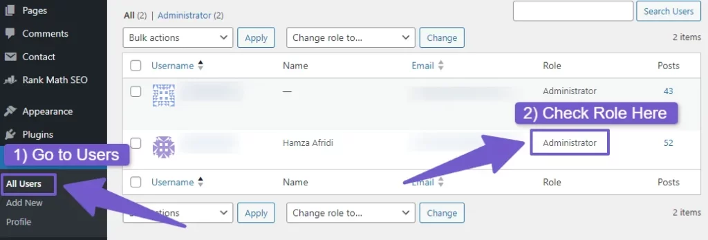 Checking if user role is administrator