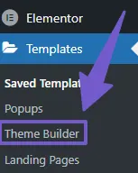 Going to theme builder tab in Dashboard