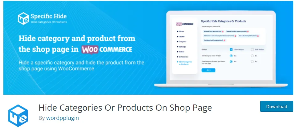 Hide Categories Or Products On Shop Page plugin