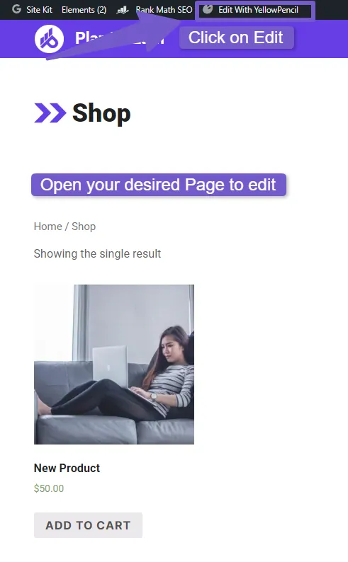 Open a page where to change woocommerce button color