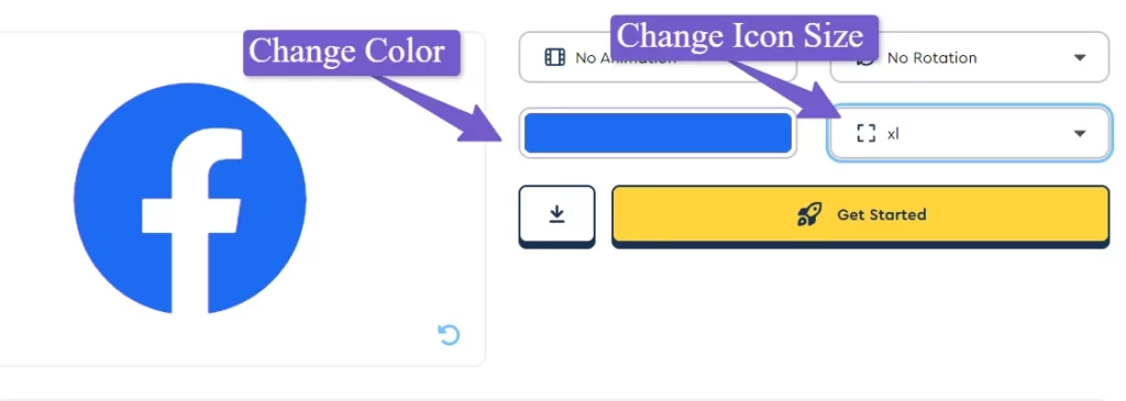 change icon size and color settings