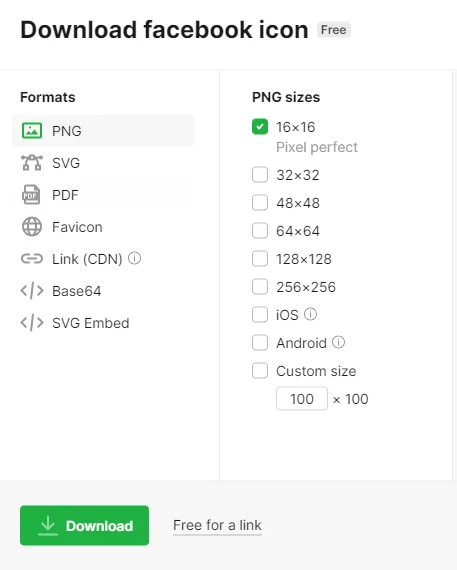 download icon sizes