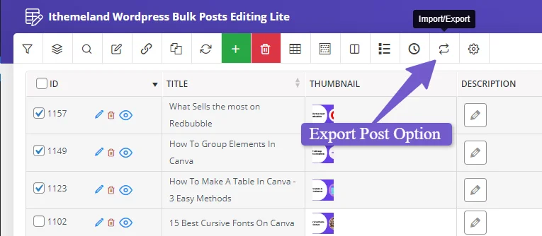 export posts option icon 