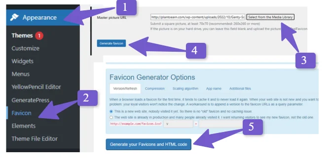 favicon plugin settings