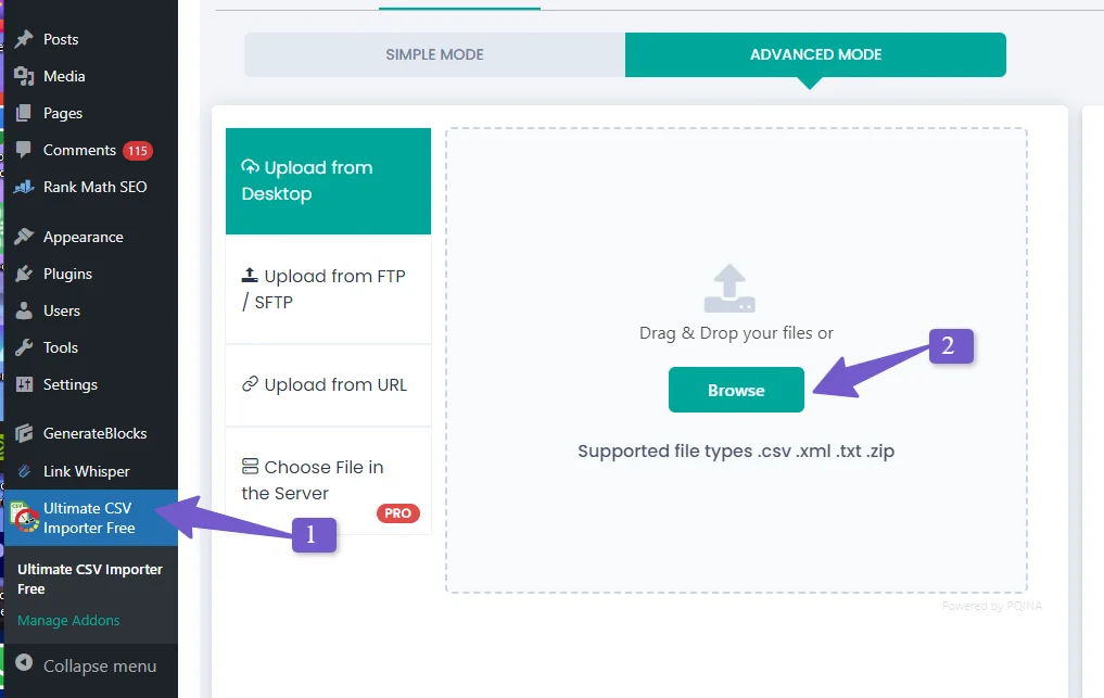 import the blog post CSV file