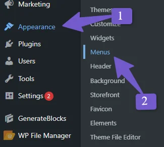 menu settings in wordpress