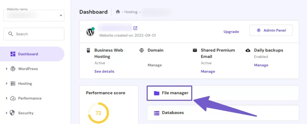 navigate to file manager in your hosting