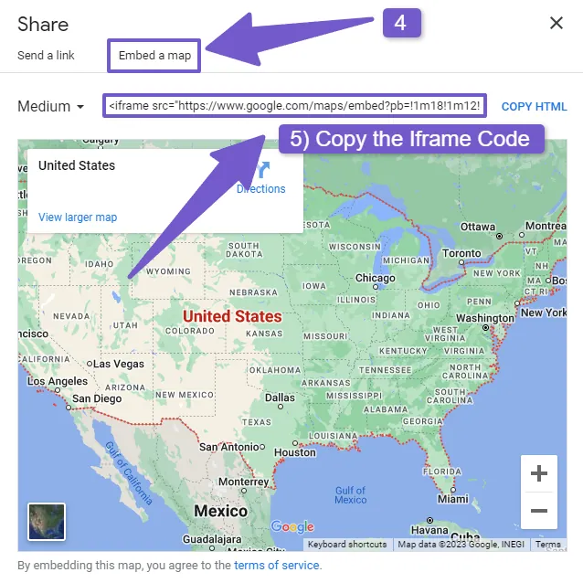 now click on embed map tab and copy the iframe code