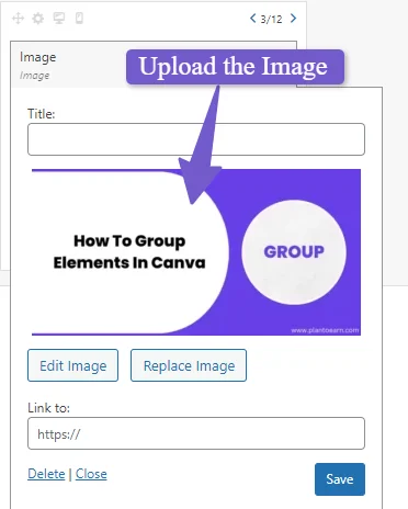upload image to image widget in mega menu wordpress