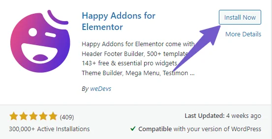 Happy addons plugin for scroll to top in elementor