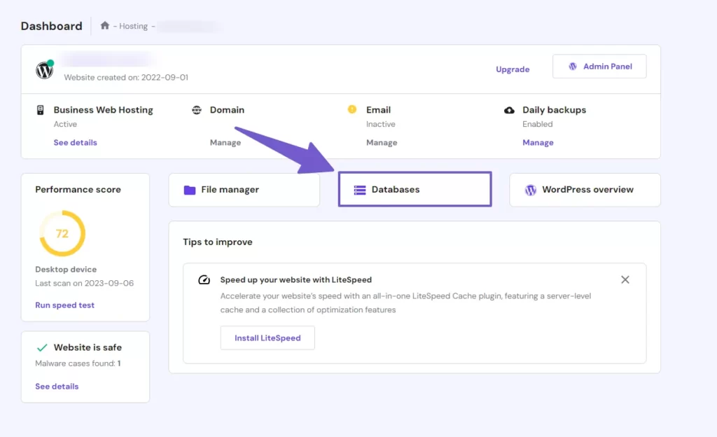 Login to your hosting account and locate databases