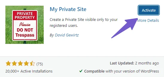 Make WordPress Site Private plugin