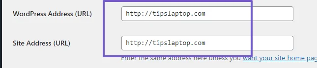 Wordpress address and site address