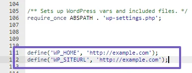 add code to add wordpress home URL and Site URL in wp-config.php file to fix issue