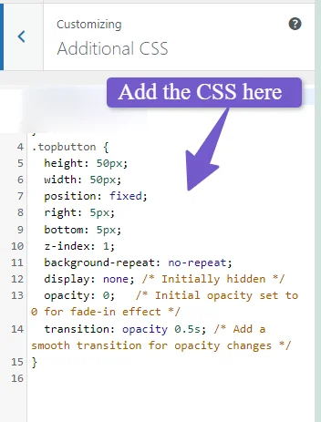 add custom CSS for styling the back to top button