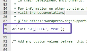 debug code in wp-config file to fix this site can't be reached error in wordpress