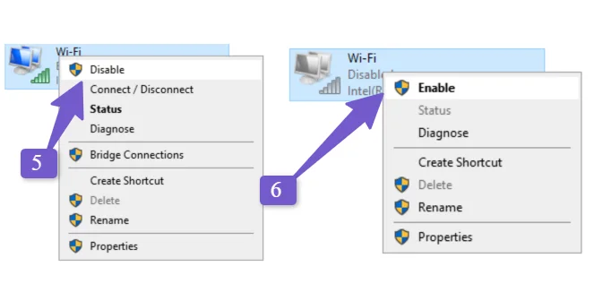 enable and disable network setting for troubleshooting the network