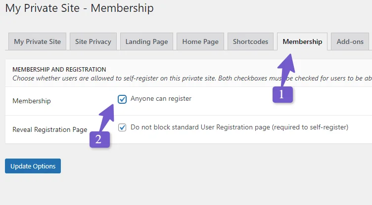 enable register option for user
