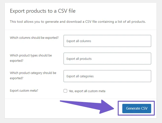 generate CSV file here