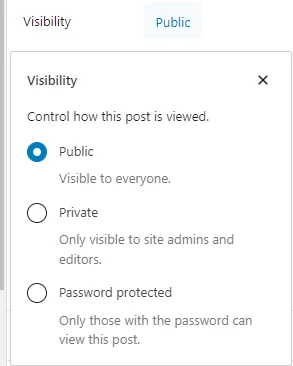 page visibility settings
