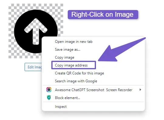 right click on image in media library