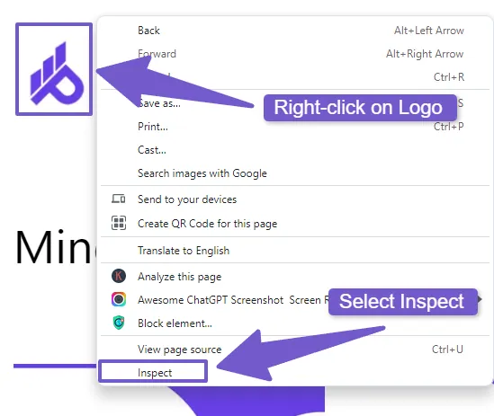 right click on logo and select inspect element
